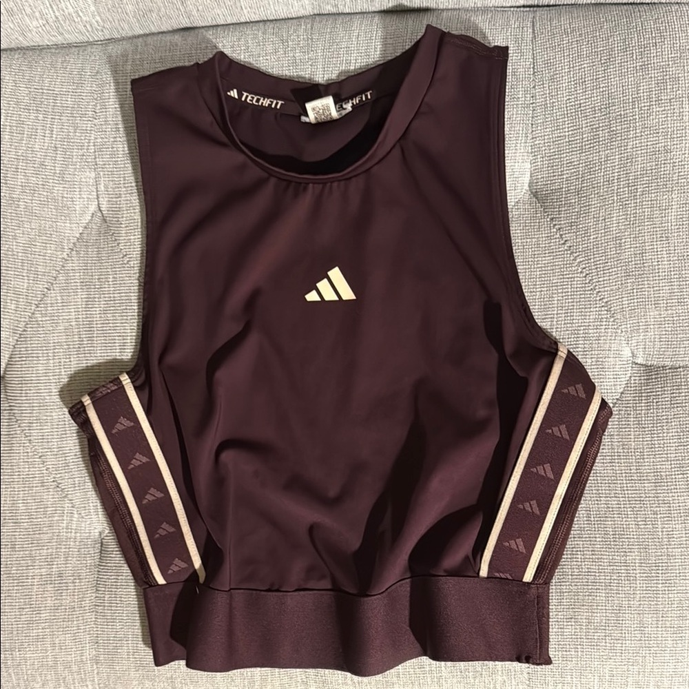 Adidas Red Sleeveless Crop Tank Top